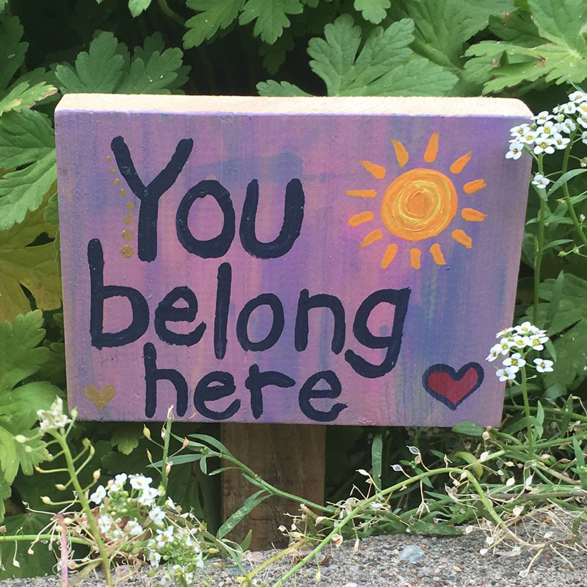 Hand painted sign that says